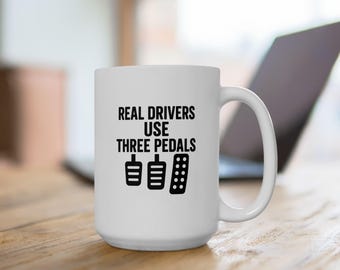 Taza de tres pedales: Regalo divertido con palanca de cambios para amantes de los coches.
