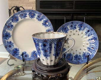 Lomonosov Cobalt Net Tea Trio: Vintage USSR Imperial Porcelain - Etsy
