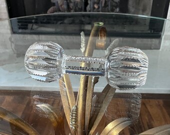 Vintage Cut Crystal Knife Rest Dumbbell Shape Faceted Glass Tableware Elegant Dining Silverware Rest Decor