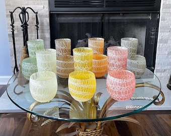 Vintage Color Craft Spaghetti String Glass Set | Mid Century Barware