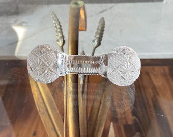Vintage Pressed Glass Knife Rest Hobstar Pattern Dumbbell Style Textured Bar Elegant Tableware Dining Decor