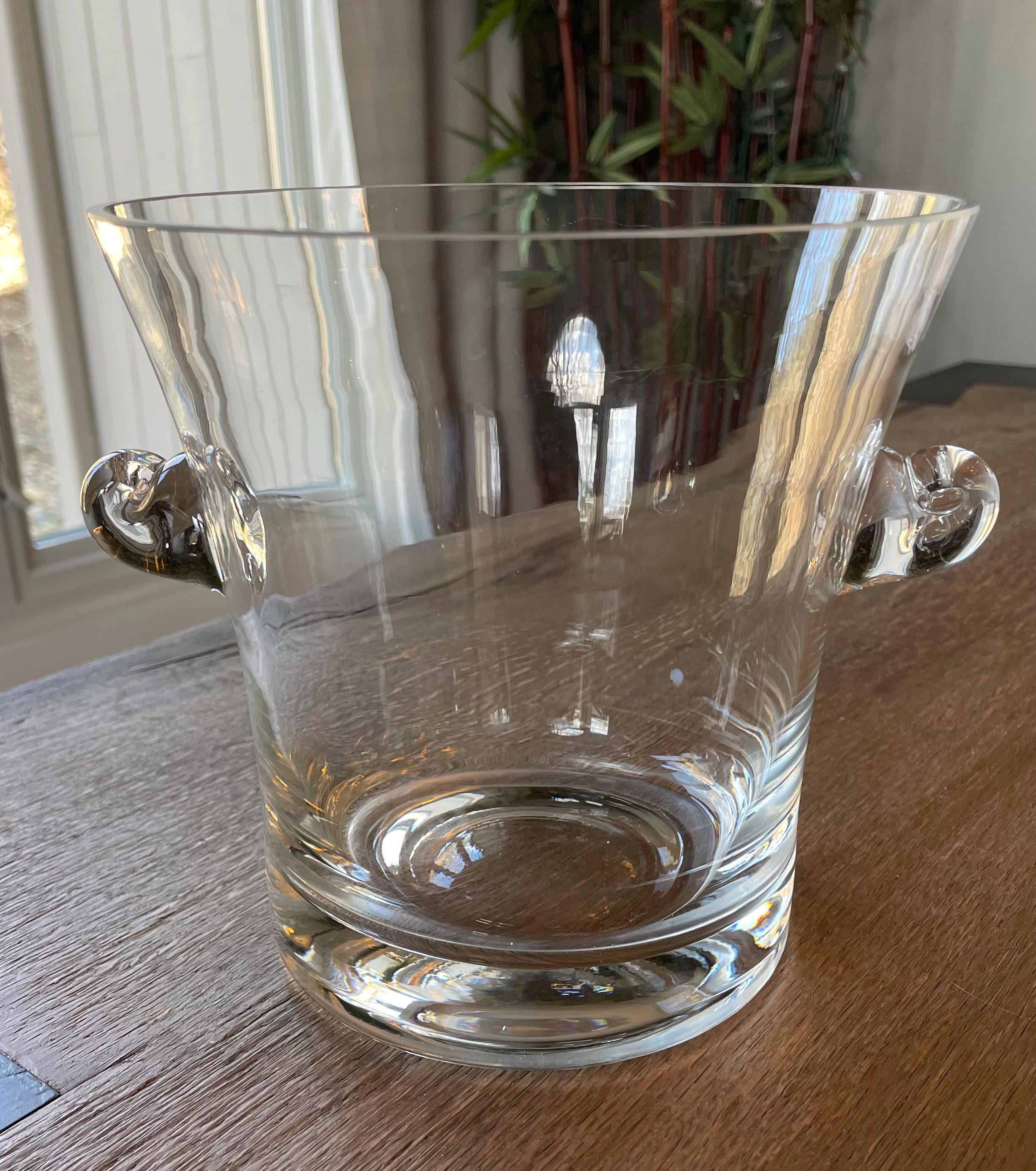 Tiffany & Co. Clear Glass Ice Bucket With Scroll Handles Champagne  display picture 1