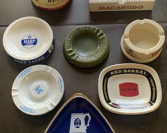 Vintage Liquor & Cigar Advertising Ashtrays Barware Cigar Ashtrays from Beefeater, Macanudo