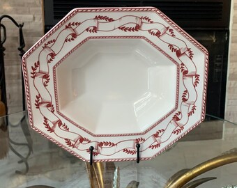 Red Ribbon Ceramic Serving Bowl - Ballard Designs Octagon Holiday Decor