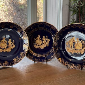 Limoges PARTHENON プレート 皿 ネイビー&ゴールド Limoges Plates Cobalt and Gold - Etsy
