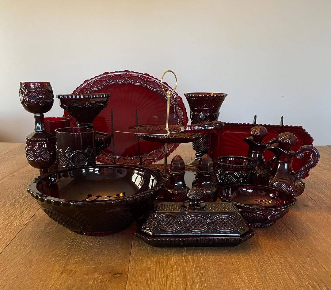Avon Cape Cod Ruby Red Glassware: Vintage Serveware & Decor - Etsy