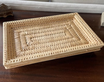 Wall Basket Boho Basket Rectangular Basket 12x18 Basket Woven Rattan Decorative Basket Wall Hanging