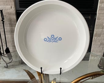 Vintage Corning Ware Cornflower Blue Pie Plate P-309 9 Inch Round Milk Glass Baking Dish Made in USA