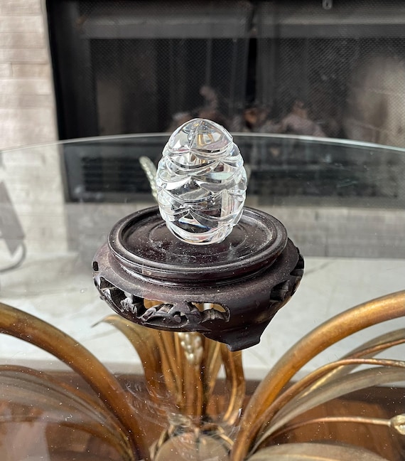 Faberge Imperial Egg Crystal Paperweight 1994 Signed Etched Vintage Clear Crystal Collectible 2.25 Inch