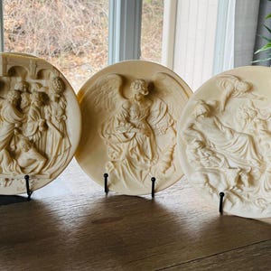 Bradford Exchange Alabaster Plate Set of 3 | 1987 Le Porte Ghiberti Numbered Collection | Italian Art Collector Plates