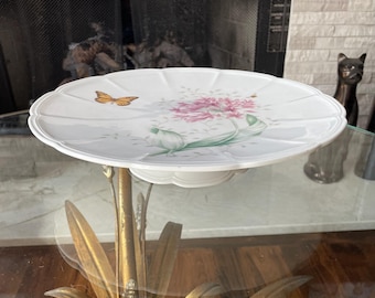 Lenox Butterfly Meadow Pedestal Cake Stand Louise Le Luyer 11 Inch Floral Dessert Stand Serving Platter Butterfly Decor
