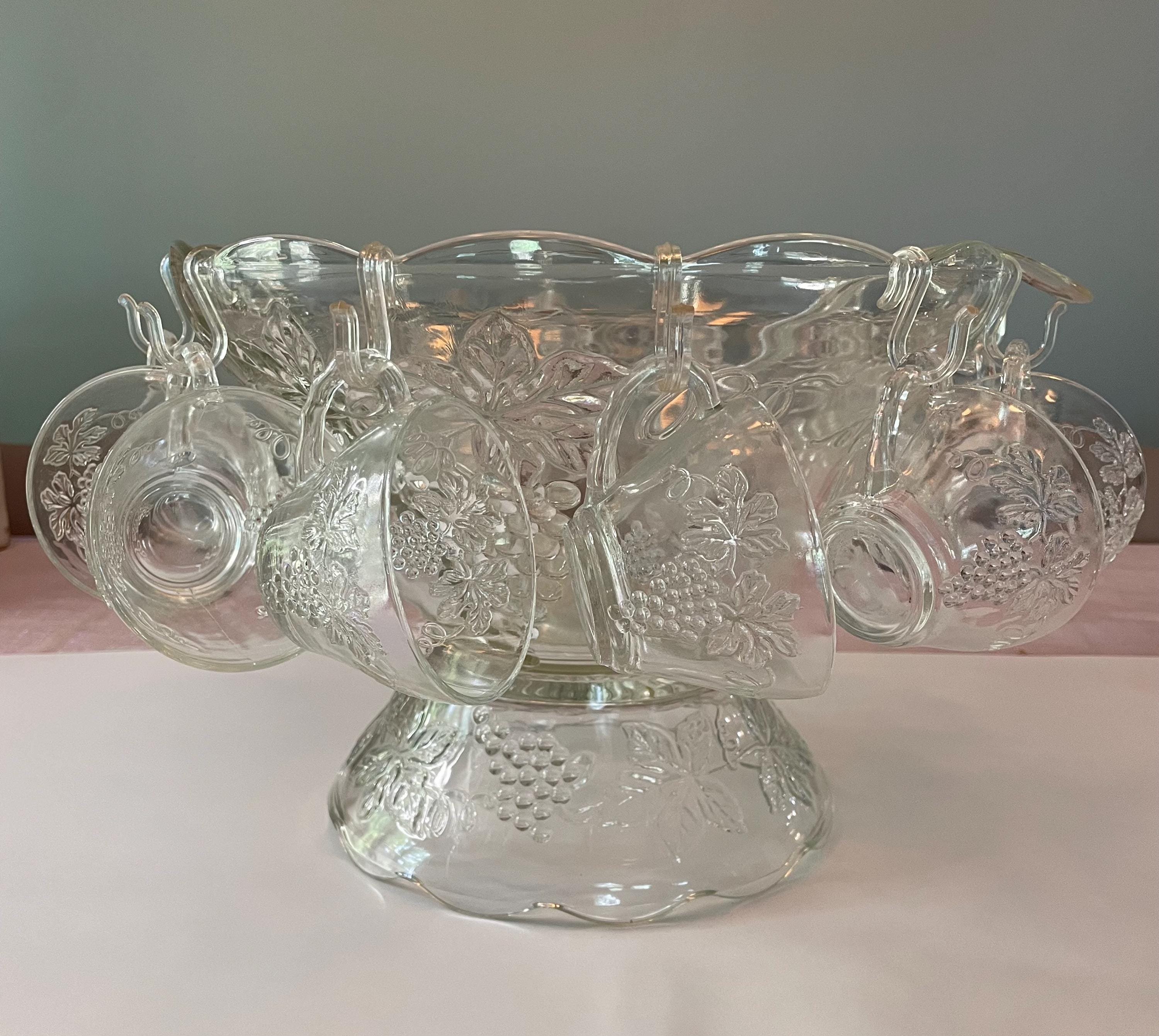 Punch Bowl 27 Piece Set Anchor Hocking Vintage Design Grape