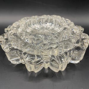 Ashtray Vintage Hazel Atlas Glass Nesting Ashtrays Fluted Round Floret Design Set of 3