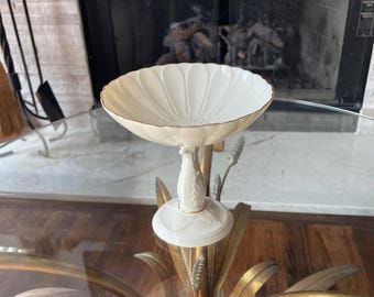Vintage Lenox Ivory Pedestal Compote Bowl Gold Trim Dessert Stand Fruit Bowl Centerpiece Made in USA