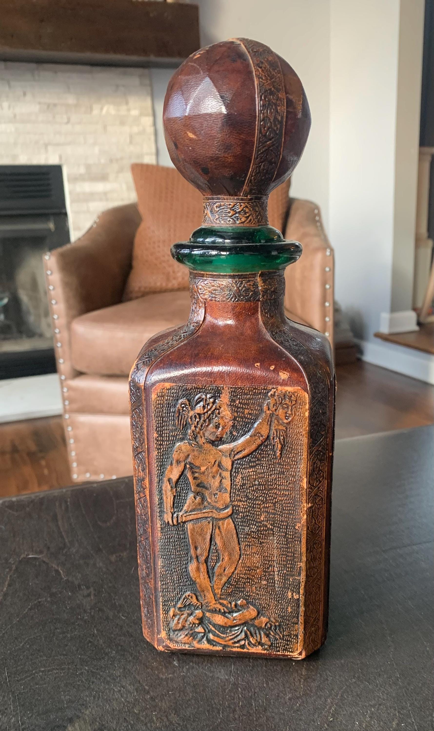 Italian Leather Wrapped Bottle - Etsy