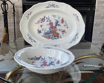 Wedgwood Williamsburg Potpourri Serving Pieces | Choose Oval Bowl or Serving Platter | English Floral Tableware