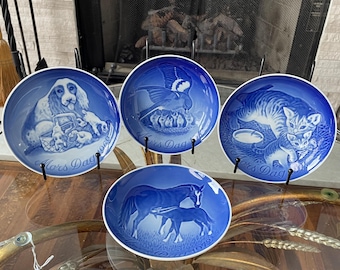 Bing Grondahl Mothers Day Plates 1969 1970 1971 1972 Danish Blue White Animal Plates Sold Separately 6 Inch Wall Decor
