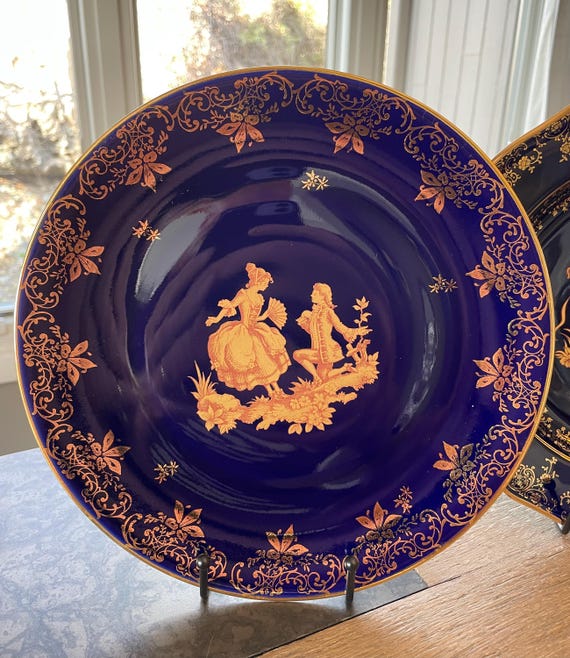Limoges France Cobalt Blue Porcelain Display Plate – Courting