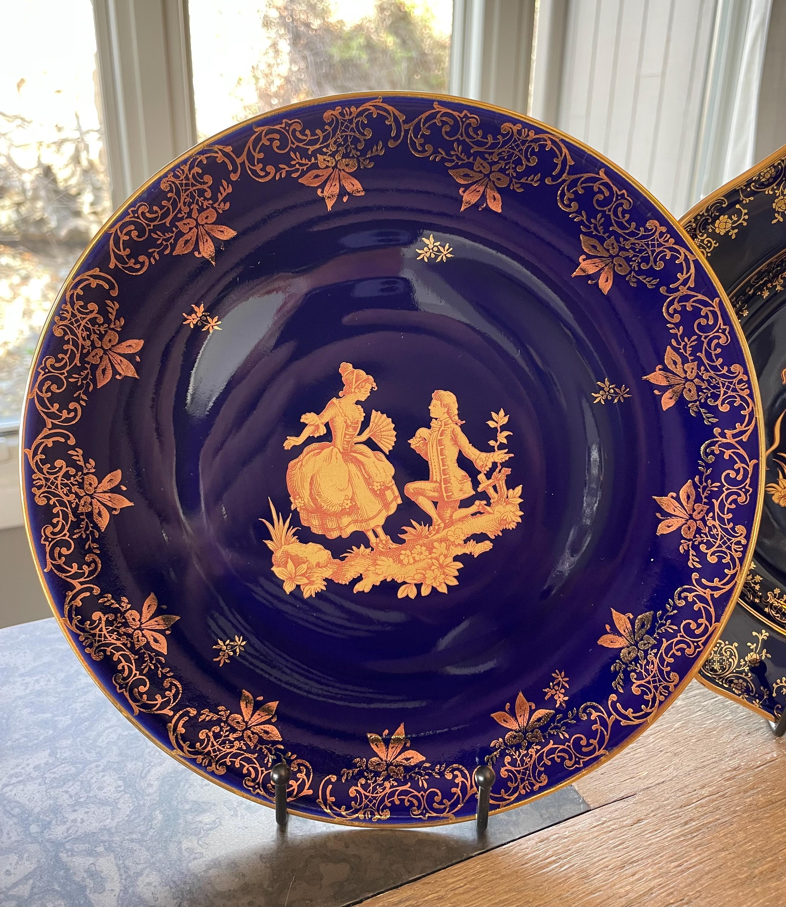 Limoges France Cobalt Blue Porcelain Display Plate – Courting