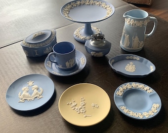 Wedgwood Jasperware Collection – Pedestal Dish, Trinket Boxes, Cups, Lighter, Royalty Dish & More