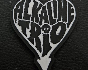 Alkaline Trio Keyring - Heart Logo with skull - Black & White