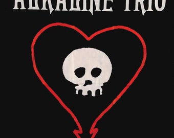 Alkaline Trio Band Iron On Embroidered Patch - Heart & Skull Logo - 100mm x 100mm