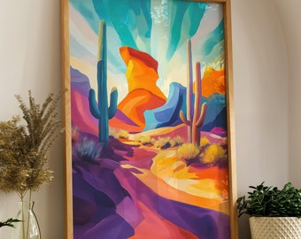 Lámina artística de paisaje del desierto de Arizona: decoración moderna del suroeste