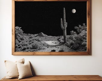 Saguaro Cactus Art Print: Modern Southwestern Decor