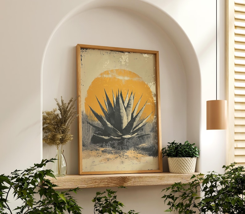 Agave Letterpress Print: Boho Southwestern Desert Wall Art - Etsy