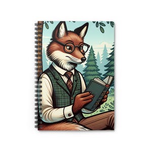 Caderno espiral da raposa de leitura