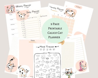 Cat Monthly Planner, Cat Weekly Planner, Digital Planner