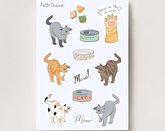 Cats Meow Sticker Sheet, Sticker Sheets for Bullet Journaling, Planner Stickers