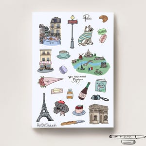 Paris Sticker Sheet, Travel France Sticker Sheets for Bullet Journaling, Planner Stickers