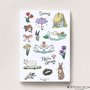 Spring Sticker Sheets for Bullet Journaling, Cottagecore Flower Planner Stickers