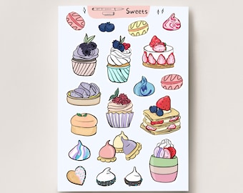 Fancy Dessert Sticker Sheet, Sticker Sheets for Bullet Journaling, Planner Stickers
