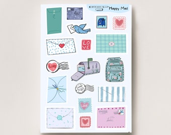 Happy Mail Sticker Sheet, Sticker Sheets for Bullet Journaling, Planner Stickers