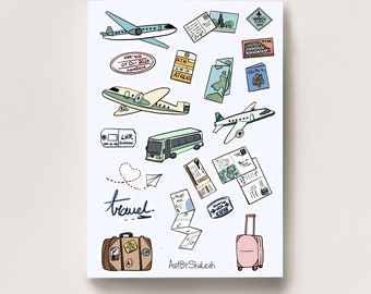 Time to Travel Sticker Sheet, Vacation Bullet Journal Stickers, Planner Stickers