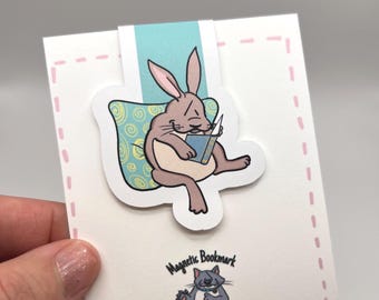 Reading Bunny Bookmark, Magnetic Bookmark, Book Lovers Gift