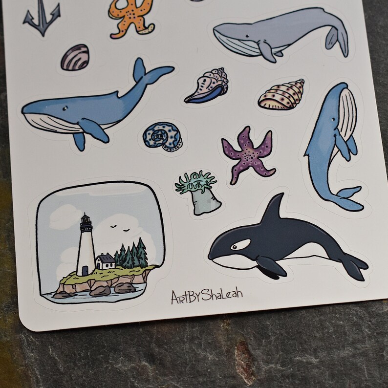 Pacific Northwest Coast Sticker Sheet, Oregon Coast, Sticker Sheets for Bullet Journaling, Planner Stickers image 4