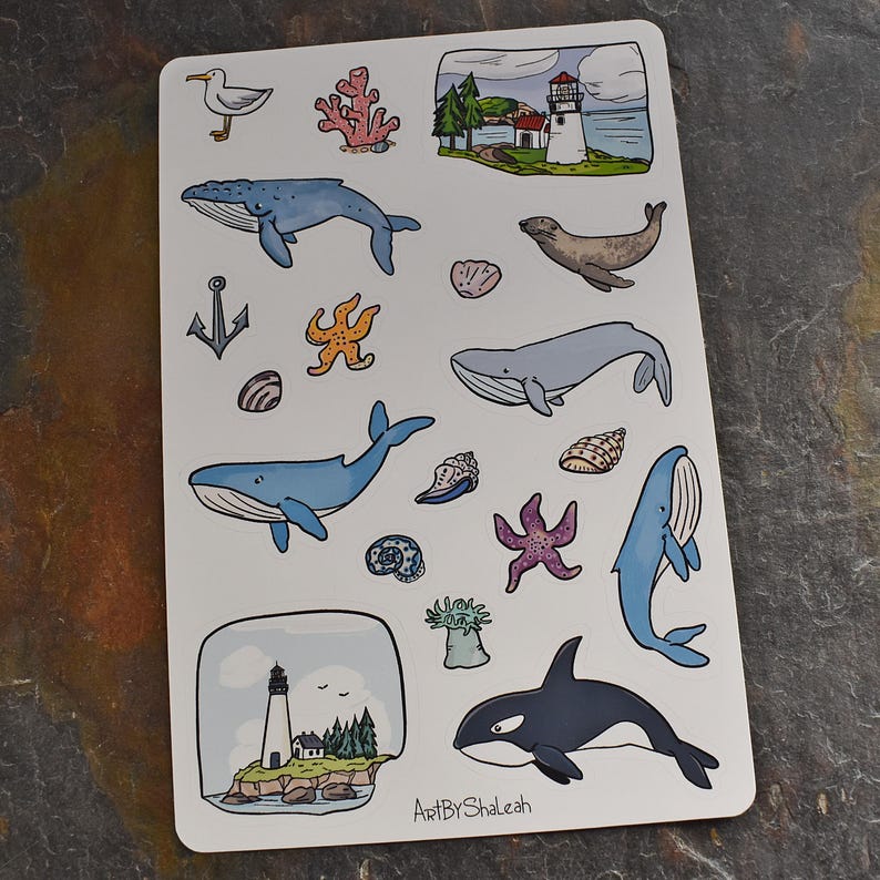 Pacific Northwest Coast Sticker Sheet, Oregon Coast, Sticker Sheets for Bullet Journaling, Planner Stickers image 7