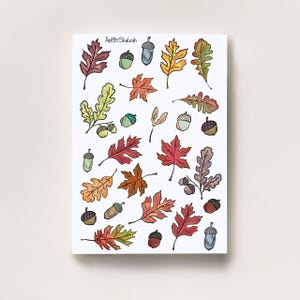 Autumn Leaves Sticker Sheet, Sticker Sheets for Bullet Journaling, Planner Stickers