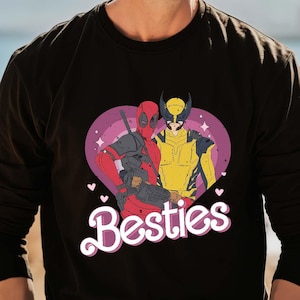 Cute Deadpool Wolverine Besties Forever Shirt, Wolverine Deadpool Movie Sweatshirt, Superhero Best Friends Shirts, Men&#39;s and Women&#39;s Shirt