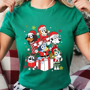 Bluey Christmas Shirt, Disney Dog Christmas T-shirt, Christmas Party Kids Shirt, Disney Christmas Sweatshirt, Bingo&Bluey Christmas Shirt