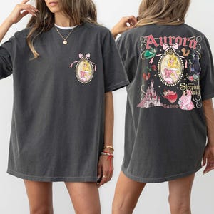 Comfort Colors® Princess Aurora Watercolor Coquette Bow Shirt, Retro Disney Sleeping Beauty Mirror Shirt, Magic Kingdom Girls Trip