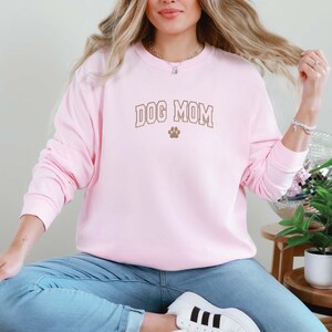 Comfort Colors® Dog Mom Long Sleeve Shirt, Embroidered Dog Mom Tee, Minimalist Pet Lover Tee, Fur Mama Gift, Cozy Dog Mom Tee, Puppy Parent