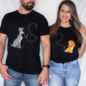 Lady And The Tramp Spaghetti Couples T-shirt, Disney Couple Valentine's Day Matching Tee, Disneyland Trip, Wedding Aniversary