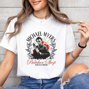 Retro Michael Myers Butcher Shop Shirt, Halloween Sweatshirt,Halloween Horror Movie Shirt,Spooky Season Shirts,Halloween Horror Shirts