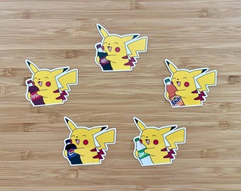 Pikachu ama la soda - Confezione personalizzata di 5 adesivi - Crea il tuo