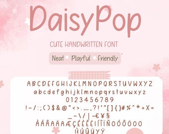 かわいい手書きフォント DaisyPop、ガーリーなスクリプトフォント、キッズフォント、Cricut フォント、プランナーフォント、かわいいブランディングフォント、多言語フォントのダウンロード