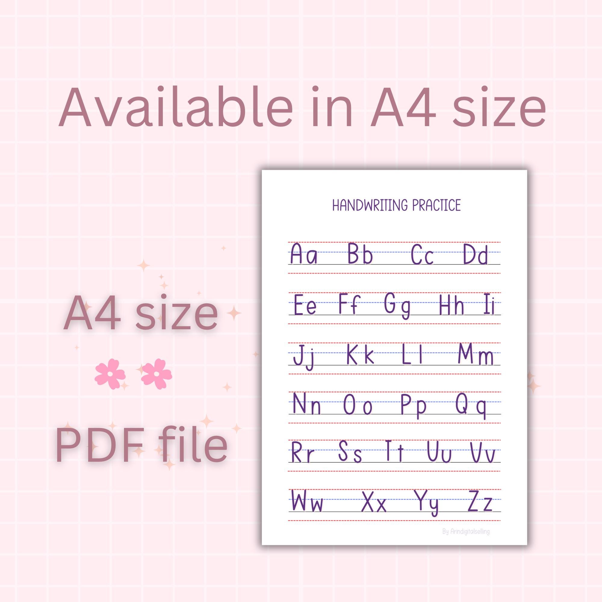 Neat Handwritten Font Alphabet Tracing Worksheets for Kids